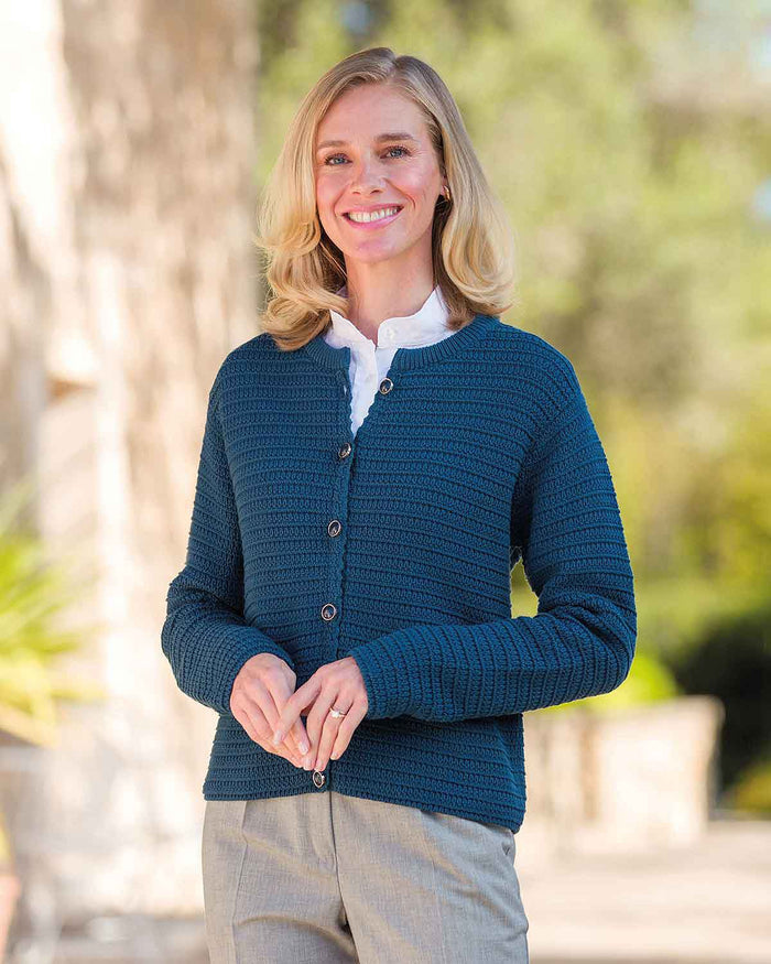 Sheridan Blue Cotton Rich Short Cardigan - Country Collection