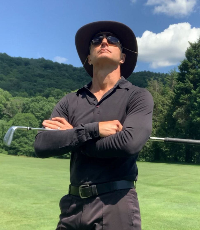 Men's Silkspun Long Sleeve Polo Shirt available in Black or Navy