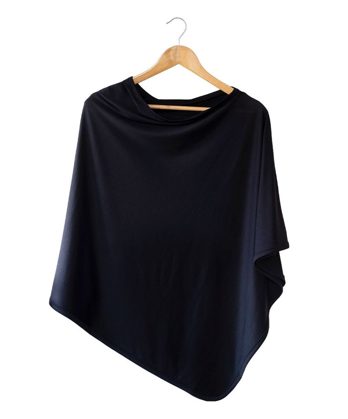 100% natural silk/merino/cotton Silkspun Poncho in Black