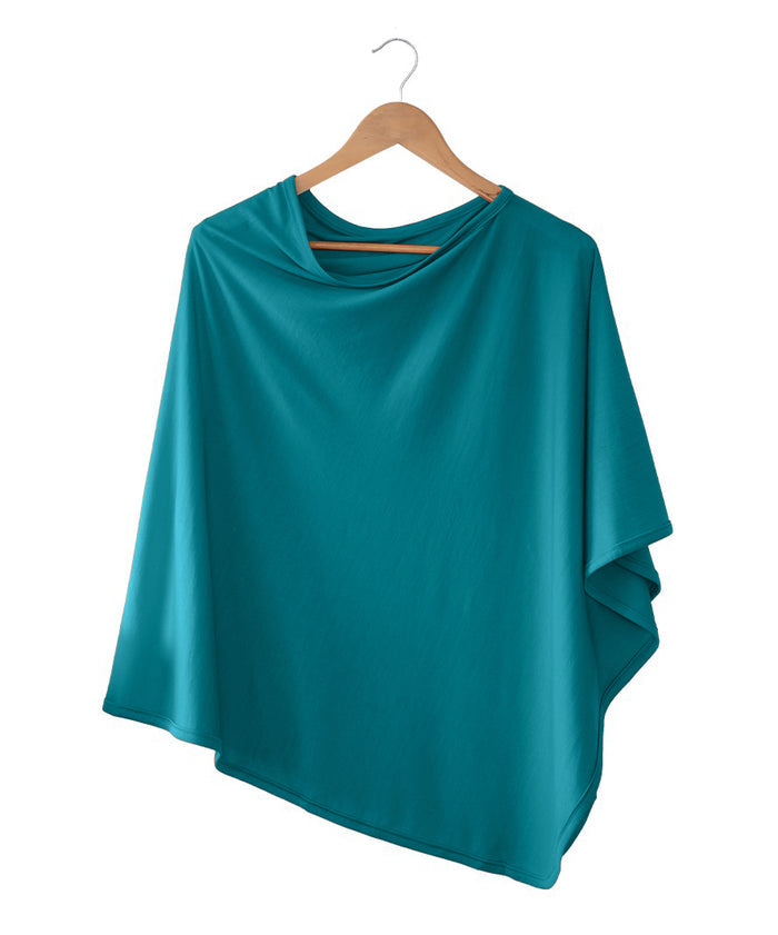 100% natural silk/merino/cotton Silkspun Poncho in Electric Blue