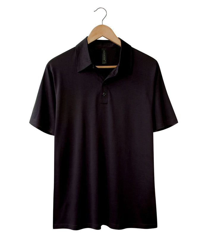 Silkspun Short Sleeve Polo Shirt in Black
