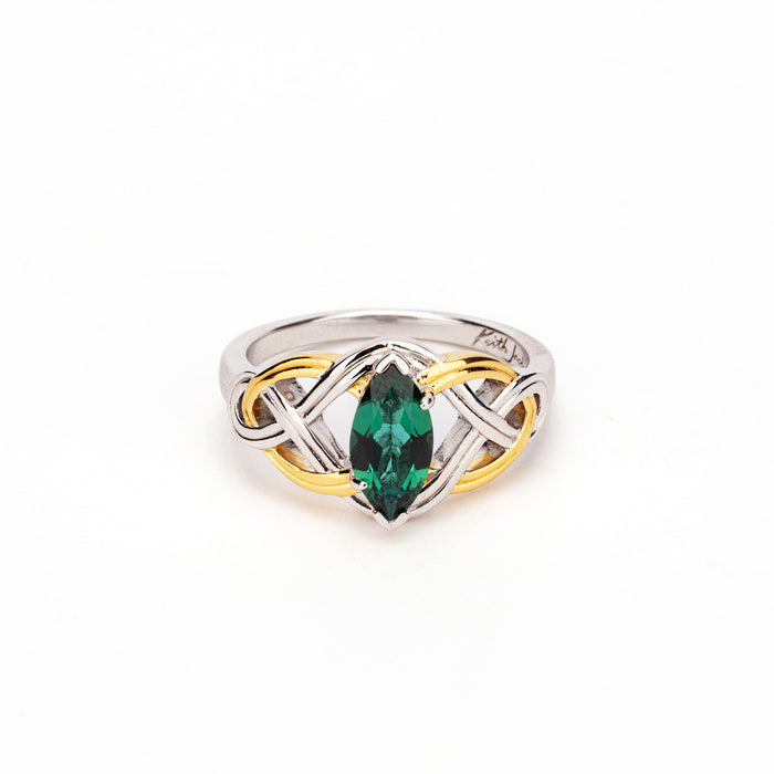 Silver and 18k Vermeil Lab Grown Emerald Alchemy Knot Ring