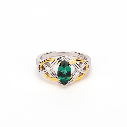 Silver and 18k Vermeil Lab Grown Emerald Alchemy Knot Ring