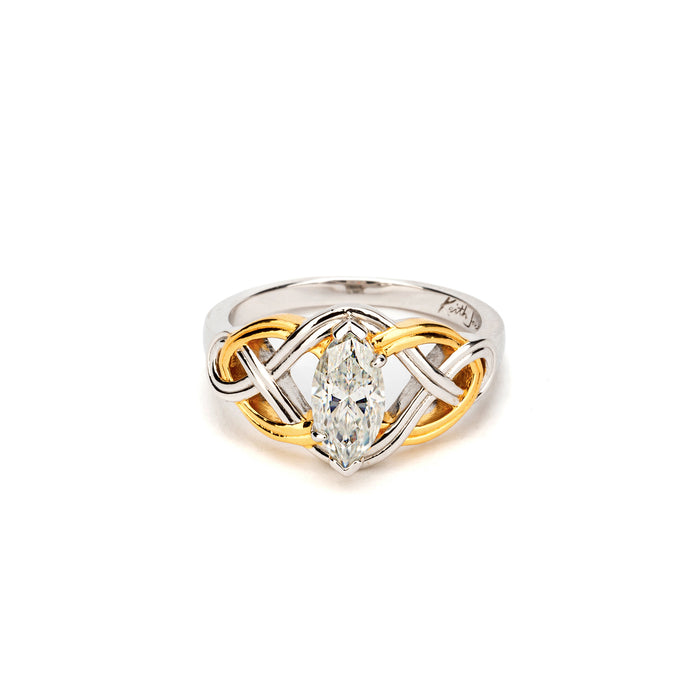 Silver and 18k Vermeil White Moissanite Alchemy Knot Ring