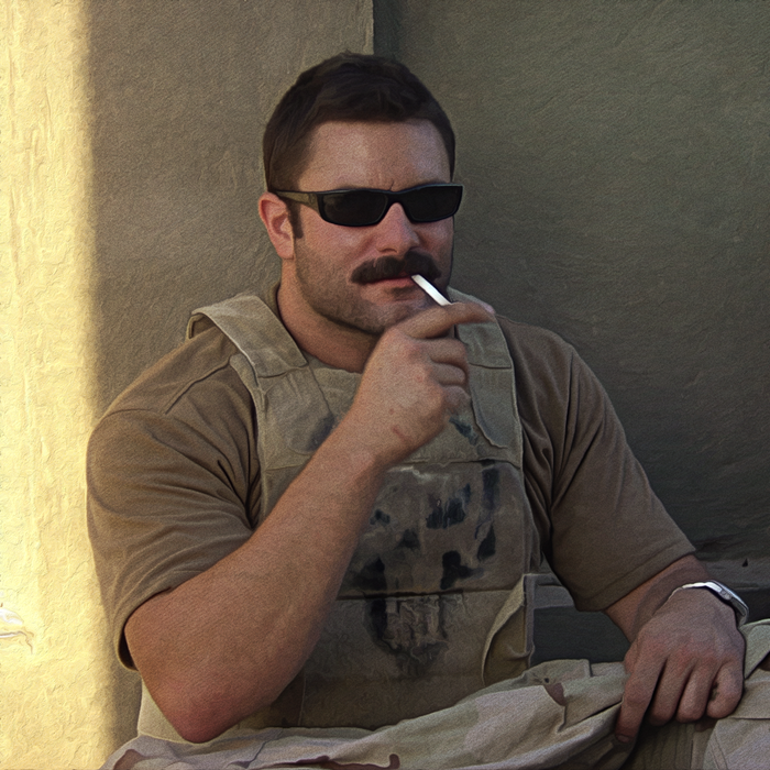 Hoolie Founder Bobby Holland Wearing Skull on Military Deployment Men's Golf Polo