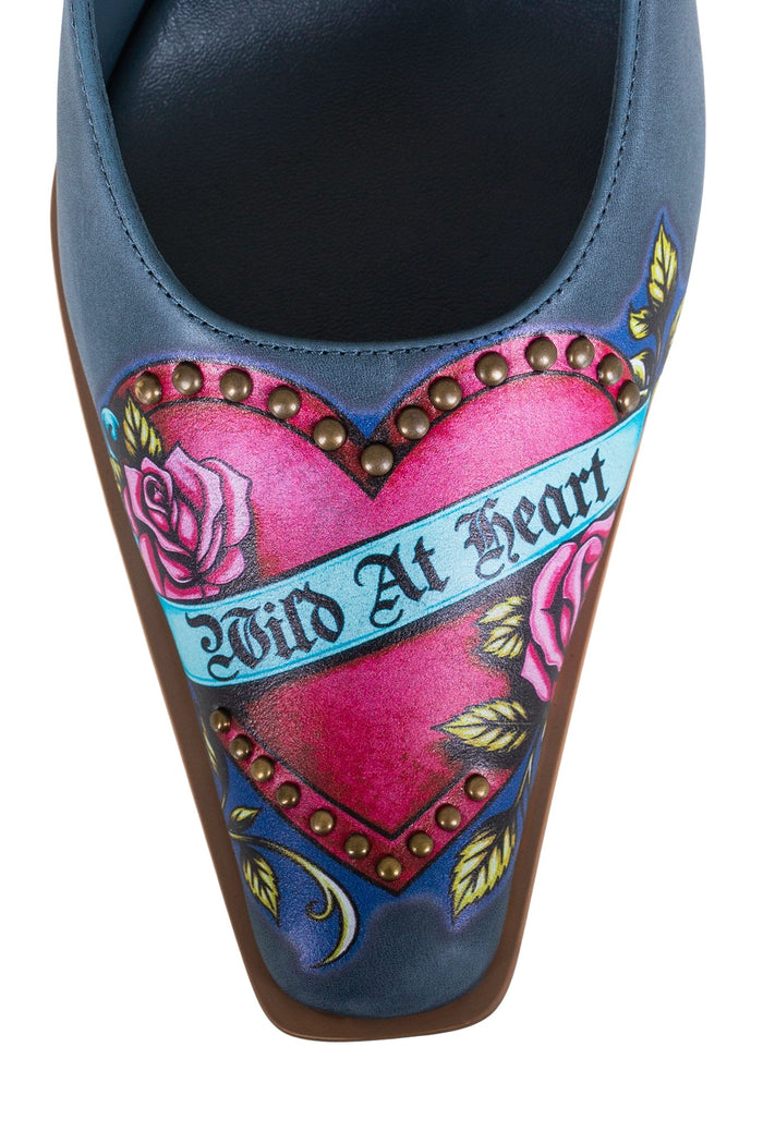 SLEUTH Heeled Mule Blue Brush Wild Combo