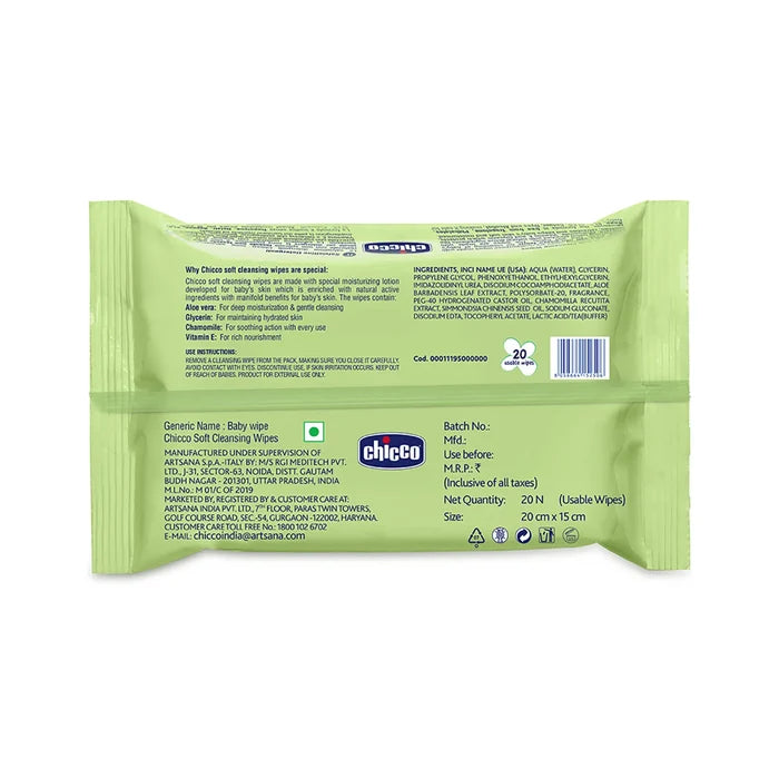 Soft Cleansing Wipes Sticker 20 Pcs