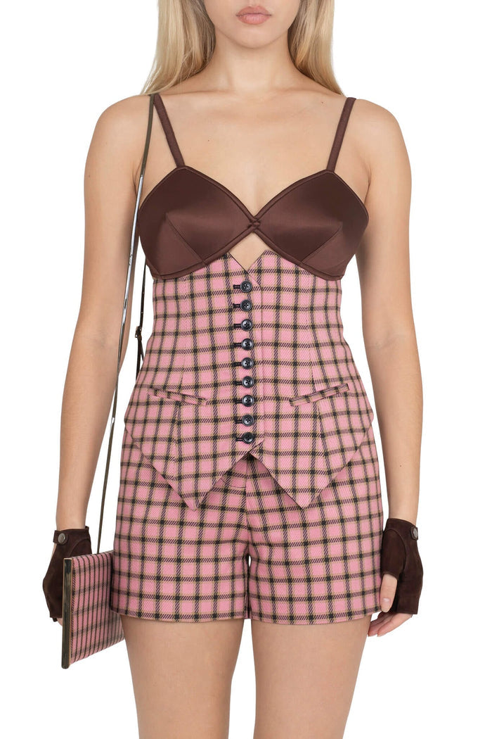 SPEAK-EASY Set Pink Plaid Tweed