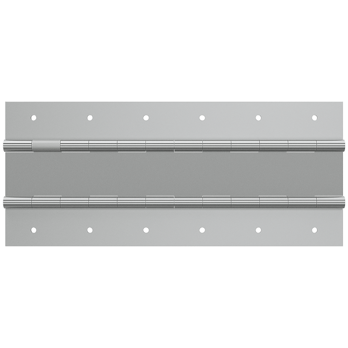 48-inch steel double-knuckle continuous hinge bright zinc plate front view