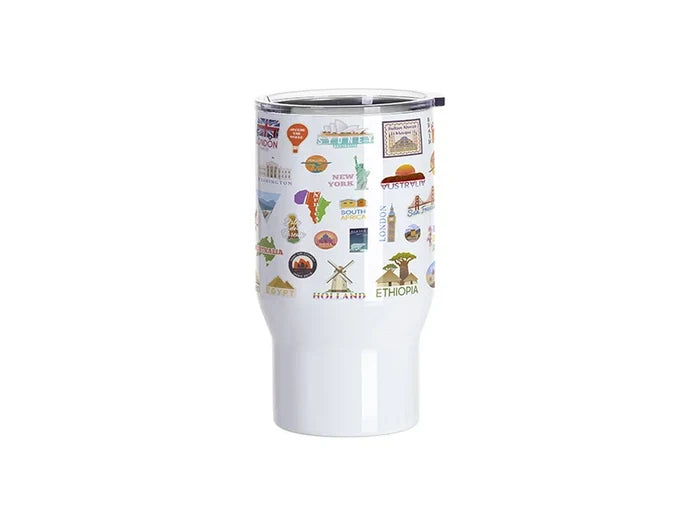 Sublimation Blanks 18oz/550ml Stainless Steel Travel Tumbler with Clear Flat Lid (White)