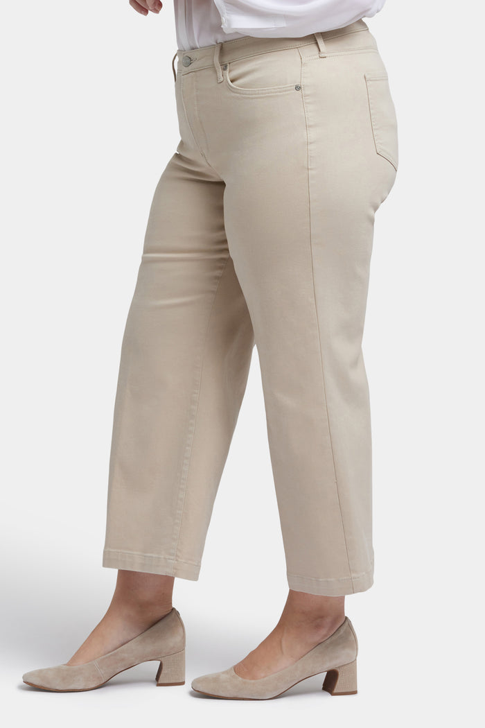 Teresa Wide Leg Ankle Jeans In Plus Size - Feather