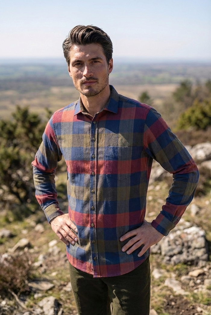Tom Collins Flannel Hunter Slim Fit Shirt — Long Sleeve Block Check