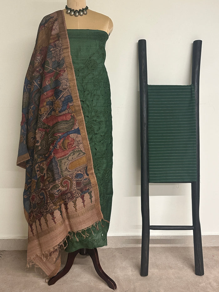Tussar Cutwork Kurta Set - Green