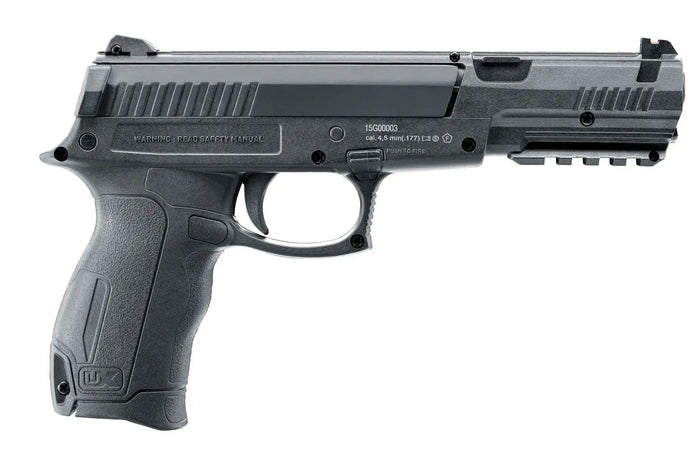 Umarex DX17 4,5 mm luftpistol i sort farve med fiberoptisk sigte