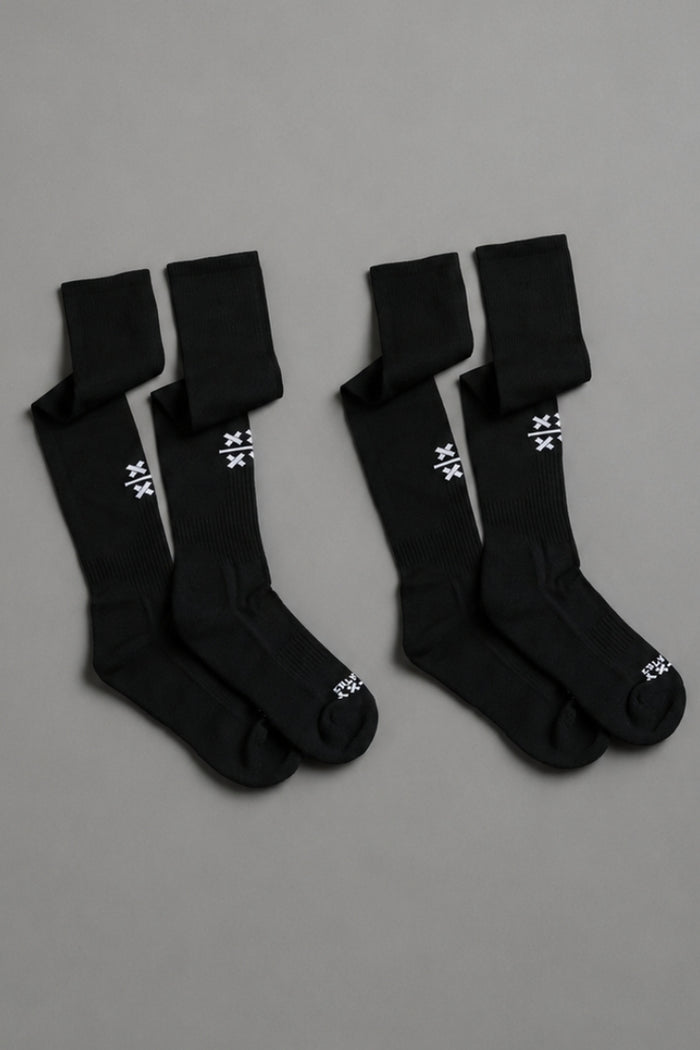 Set of black socks with a logo on a gray background || Black