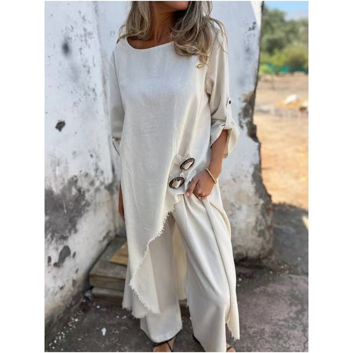 Vela - Costume élégant en coton et lin pour femme