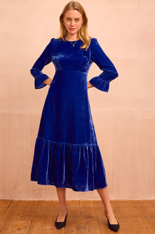 Victoria Velvet Dress | Azure Blue - Aspiga