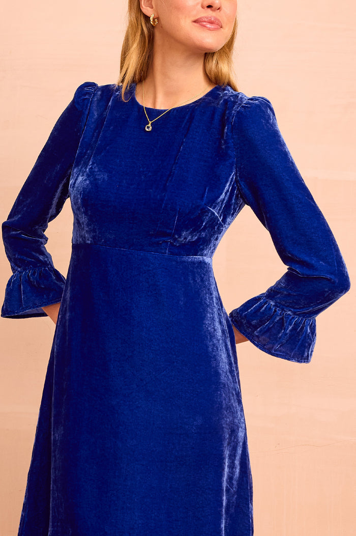 Victoria Velvet Dress | Azure Blue - Aspiga