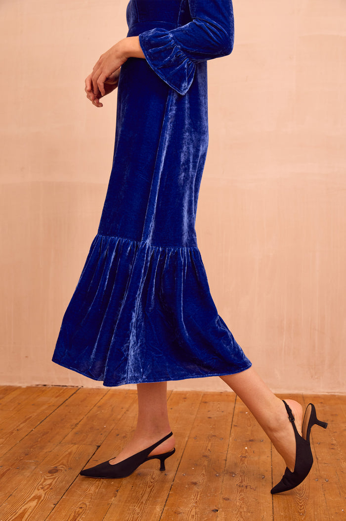 Victoria Velvet Dress | Azure Blue - Aspiga