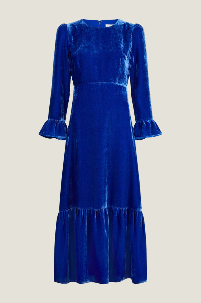 Victoria Velvet Dress | Azure Blue - Aspiga