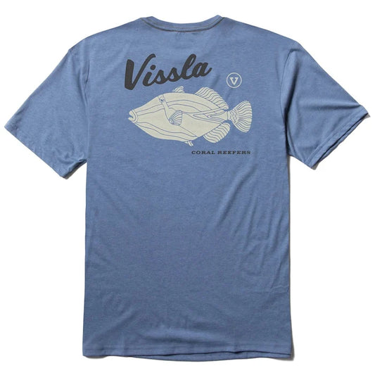 Vissla Reefer COMP LITE ECO PERFORMANCE TEE - Heather Black - Heather Blue Mens T Shirt
