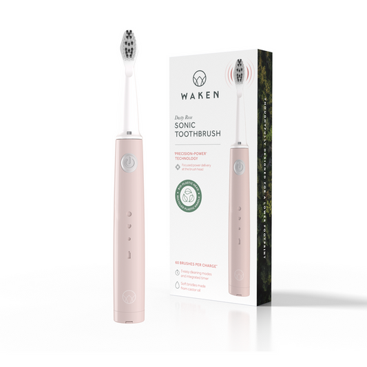 Waken Sonic Toothbrush in Dusty Rose, three cleaning modes, recycled-plastic handle