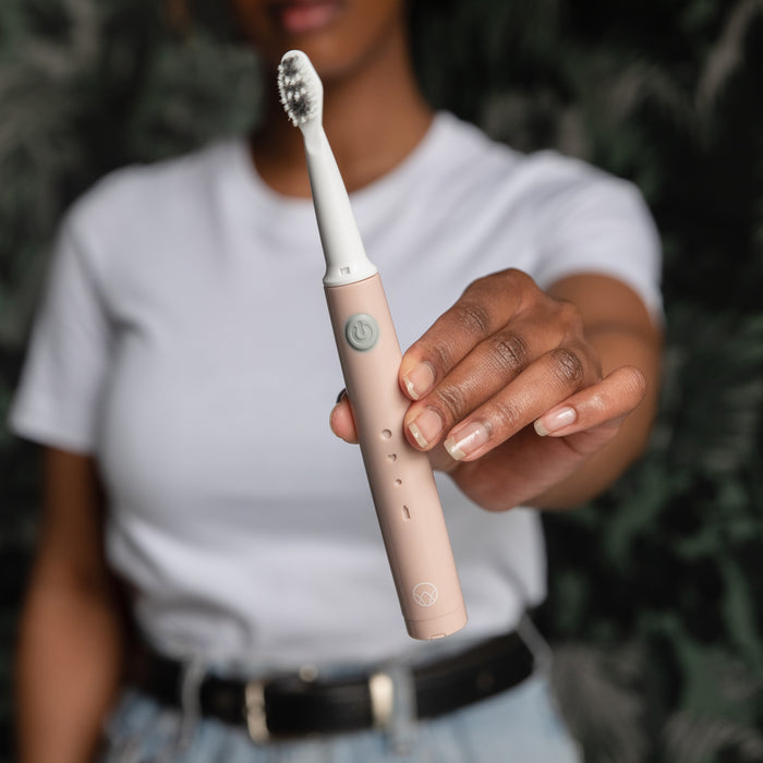 Waken Sonic Toothbrush in Dusty Rose, three cleaning modes, recycled-plastic handle