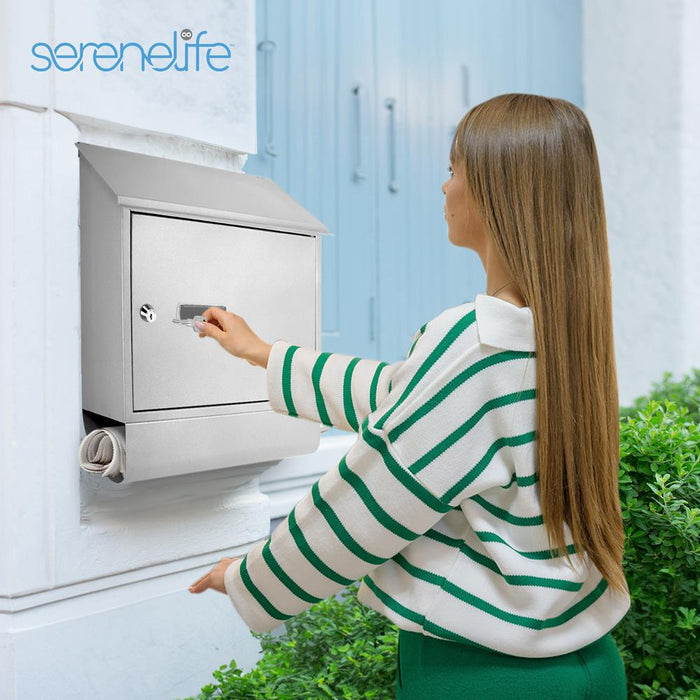 Wall Mount Locking Mailbox, Secure Key Lock Mechanism, Galvanized Steel, Weatherproof
