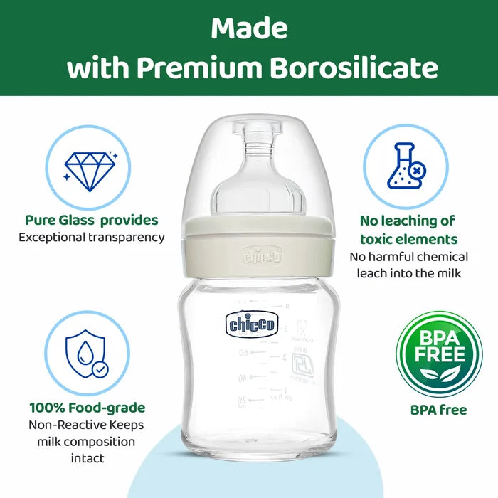 Well Being Glass Feeding Bottle 120ml Neutral Slow Flow 0M+