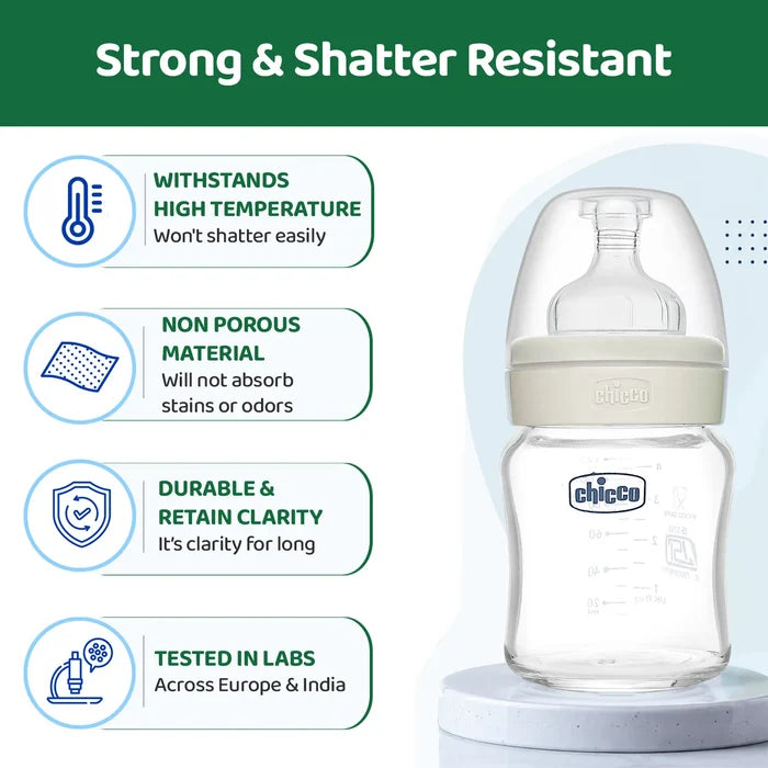 Well Being Glass Feeding Bottle 120ml Neutral Slow Flow 0M+