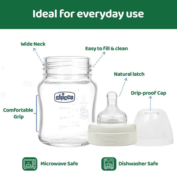 Well Being Glass Feeding Bottle 120ml Neutral Slow Flow 0M+