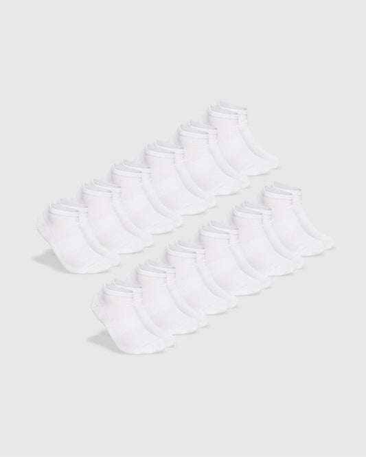 White Ankle Socks 12-Pack neatly arranged in two rows.