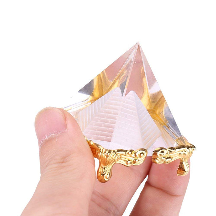 White Whale 2.3 inches Feng Shui Vastu Crystal Pyramid with Golden Legs (2.3 inches) Decoration & Gifts