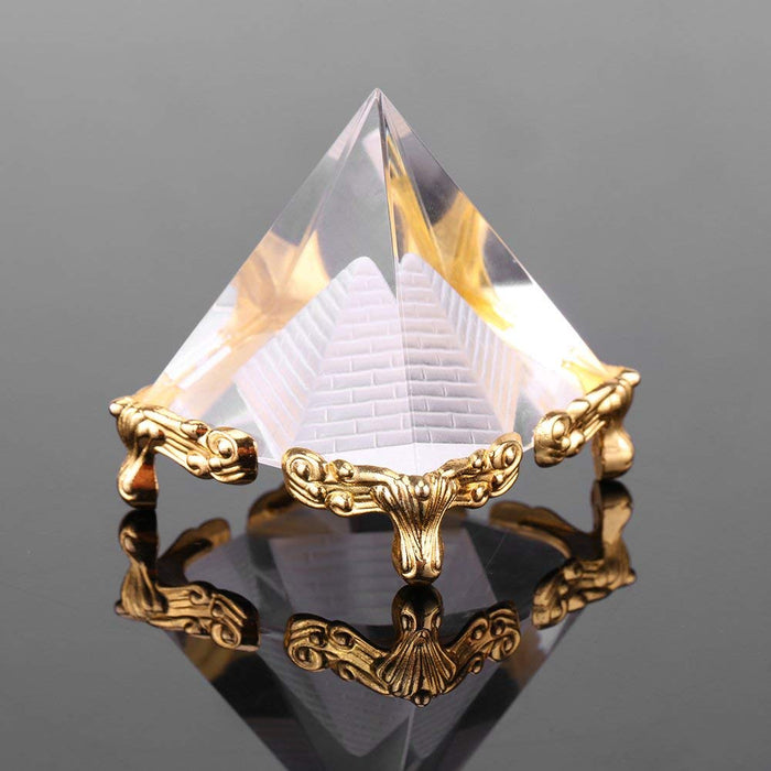 White Whale 2.3 inches Feng Shui Vastu Crystal Pyramid with Golden Legs (2.3 inches) Decoration & Gifts