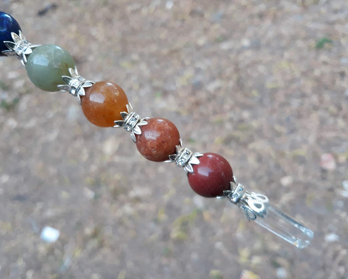 White Whale Crystal 7 Chakra Healing Wand Metaphysical | Powerful Energy Balancing & Aura Cleansing Healing Stick, Spiritual, Reiki, Meditation, Yoga (Sphere Wand, 7 Chakra)