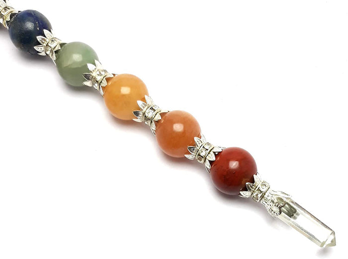 White Whale Crystal 7 Chakra Healing Wand Metaphysical | Powerful Energy Balancing & Aura Cleansing Healing Stick, Spiritual, Reiki, Meditation, Yoga (Sphere Wand, 7 Chakra)