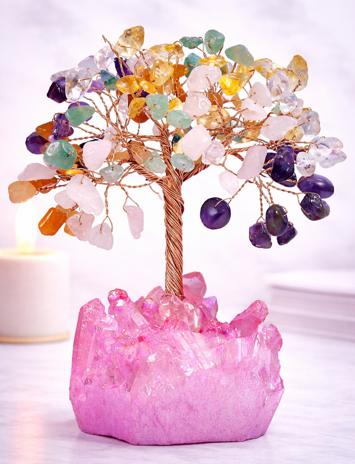 Colorful Crystal With Fuchsia Crystal Base