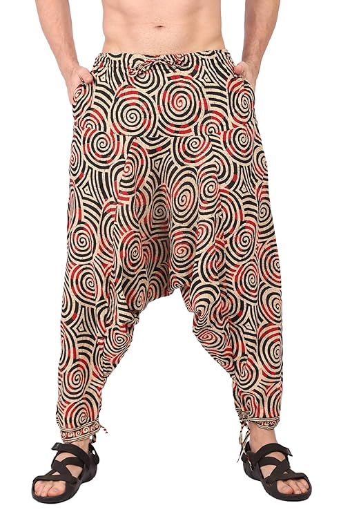 Whitewhale Mens Women Cotton Printed Yoga Loose Baggy Boho Hippie Harem Pants