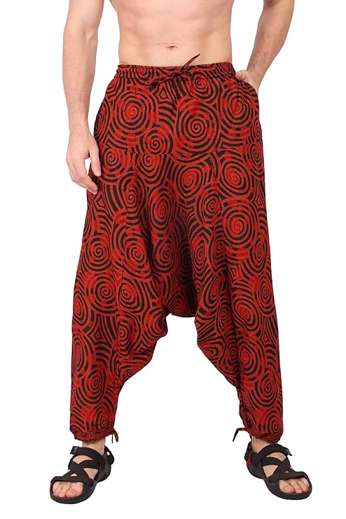 Whitewhale Mens Women Cotton Printed Yoga Loose Baggy Boho Hippie Harem Pants
