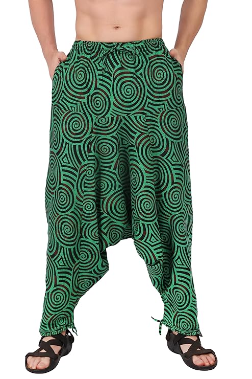 Whitewhale Mens Women Cotton Printed Yoga Loose Baggy Boho Hippie Harem Pants