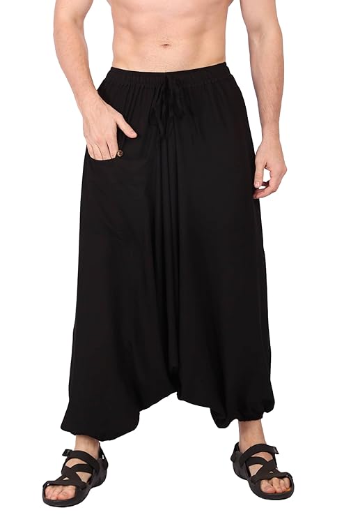 Whitewhale Mens Women Rayon Solid Aladdin Loose Baggy Boho Hippie Harem Pants