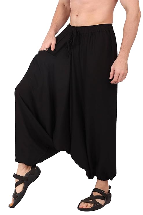 Whitewhale Mens Women Rayon Solid Aladdin Loose Baggy Boho Hippie Harem Pants