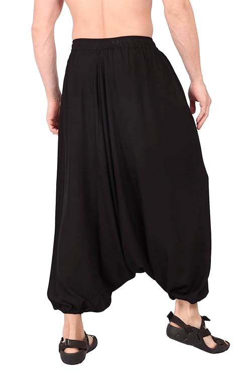 Whitewhale Mens Women Rayon Solid Aladdin Loose Baggy Boho Hippie Harem Pants
