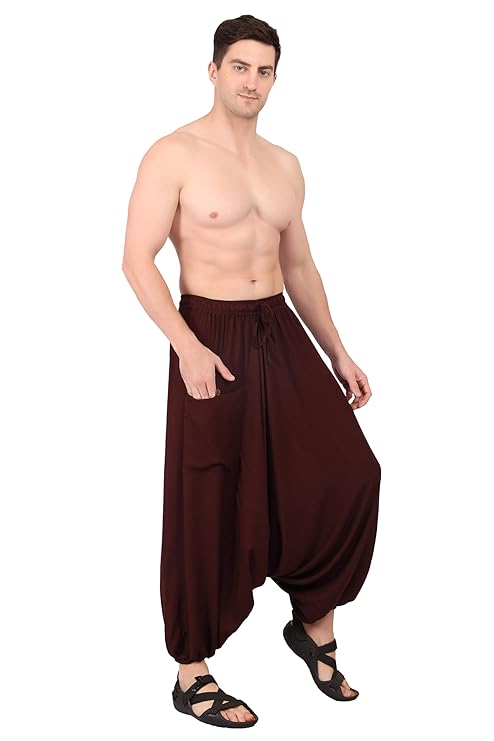 Whitewhale Mens Women Rayon Solid Aladdin Loose Baggy Boho Hippie Harem Pants