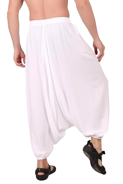 Whitewhale Mens Women Rayon Solid Aladdin Loose Baggy Boho Hippie Harem Pants