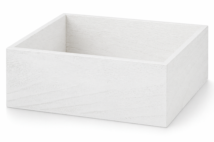 WOODEN FLORAL BOX - 10" × 10" × 4" - White