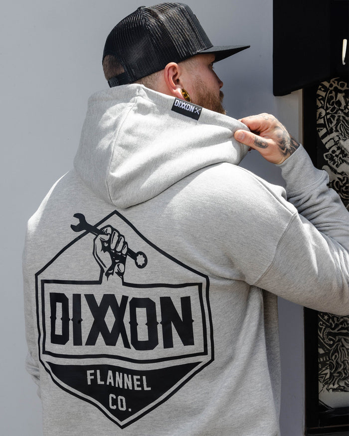 Black Working Class Logo Zip Up Hoodie - Heather Grey - Dixxon Flannel Co.