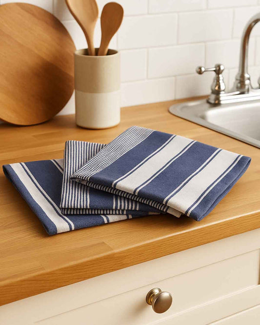 Woven Stripe Cotton Rich Tea Towel Set - Country Collection