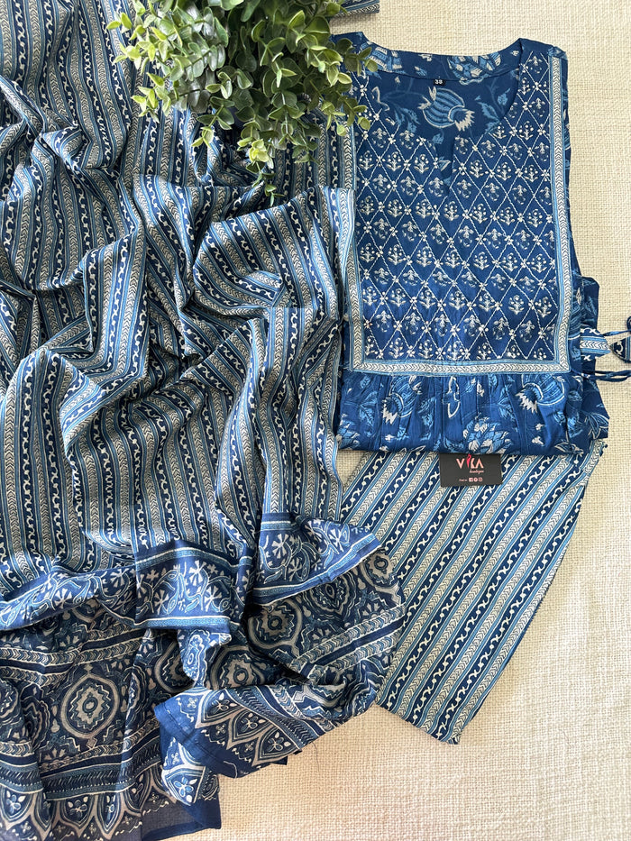 XXL size Printed cotton ready suit set