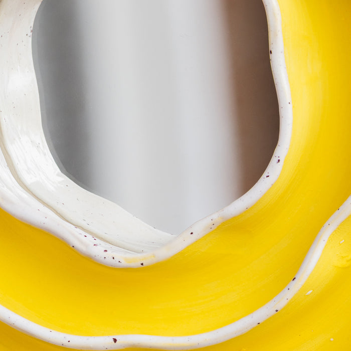 Yellow Handmade Ceramic Mirror | Sculptural Wall Decor
